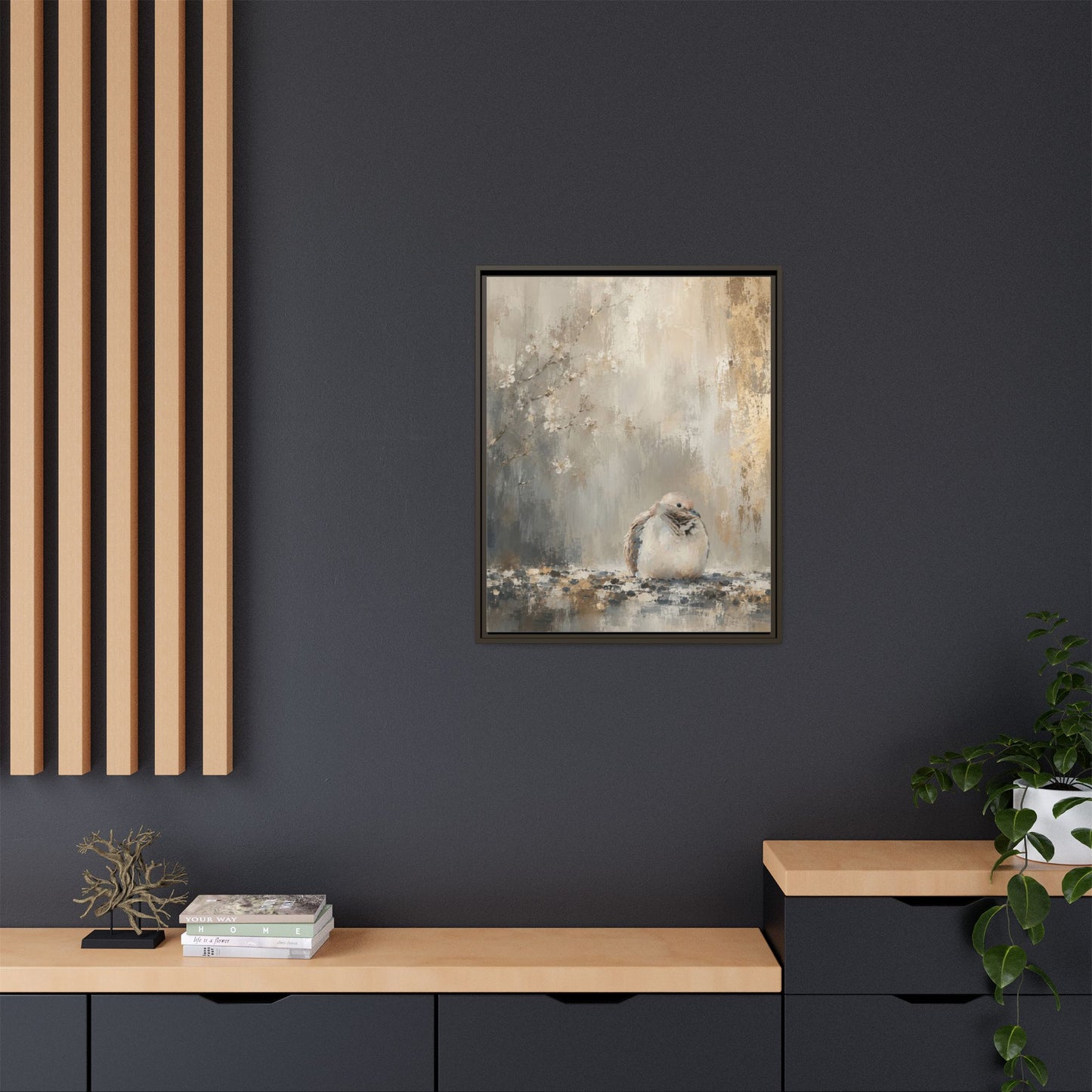 Dove Light Abstract Framed Canvas Print