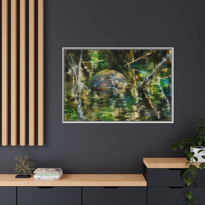 Painted Turtle Abstract Framed Canvas Print