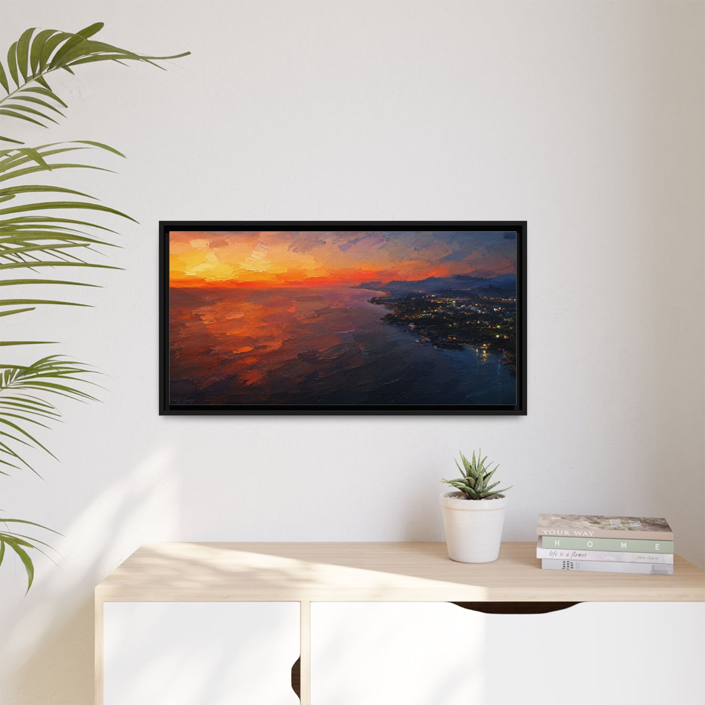 Puerto Escondido Sunset Abstract Framed Canvas Print