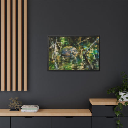 Painted Turtle Abstract Framed Canvas Print
