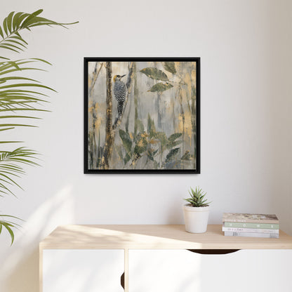 Golden-Cheeked Abstract Framed Canvas Print