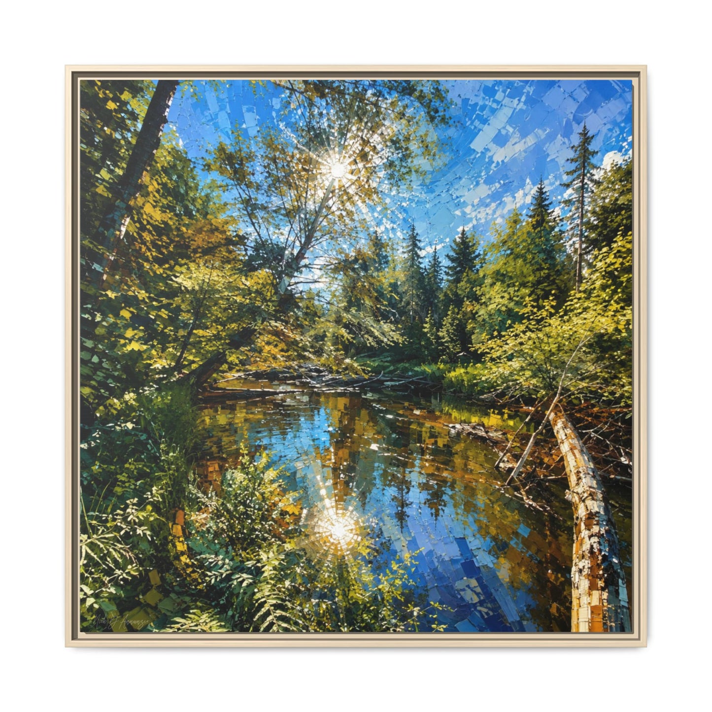 Apsley River Abstract Framed Canvas Print