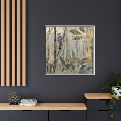 Golden-Cheeked Abstract Framed Canvas Print