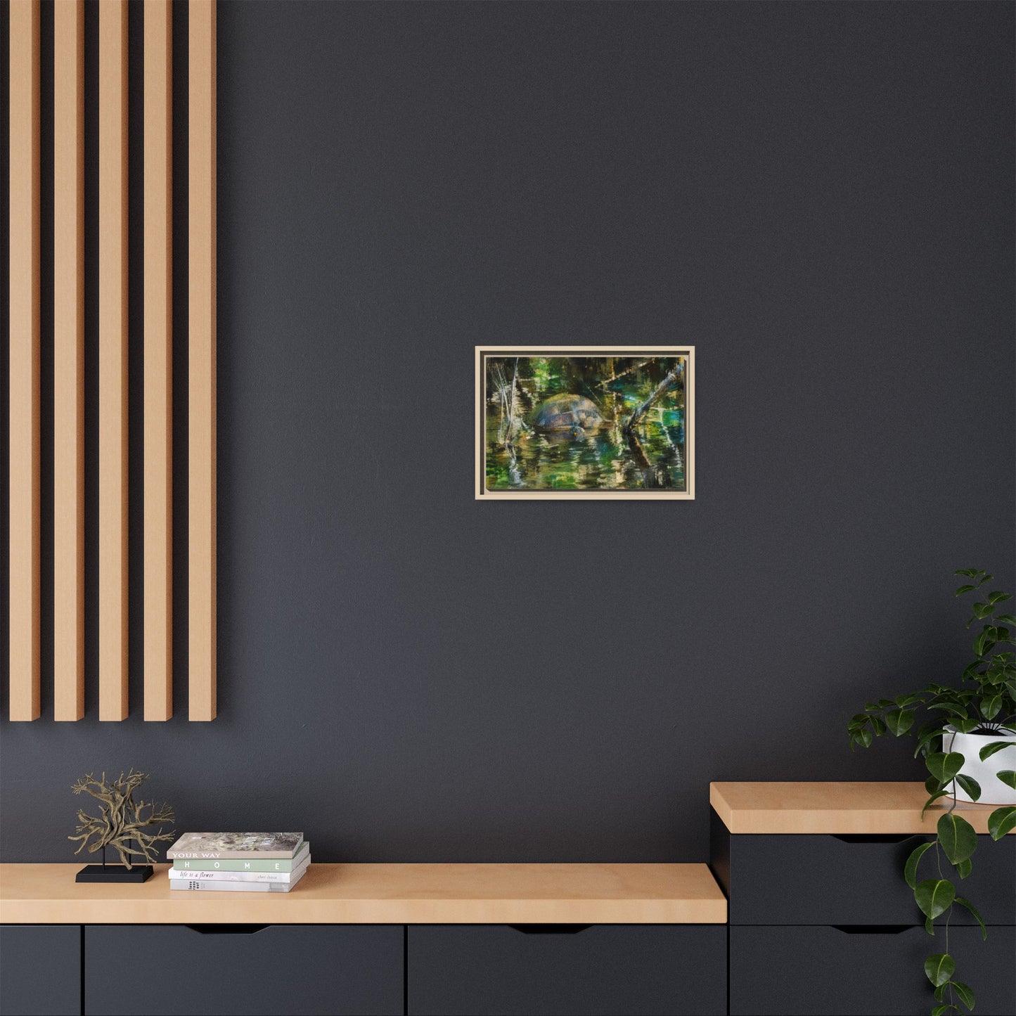 Painted Turtle Abstract Framed Canvas Print