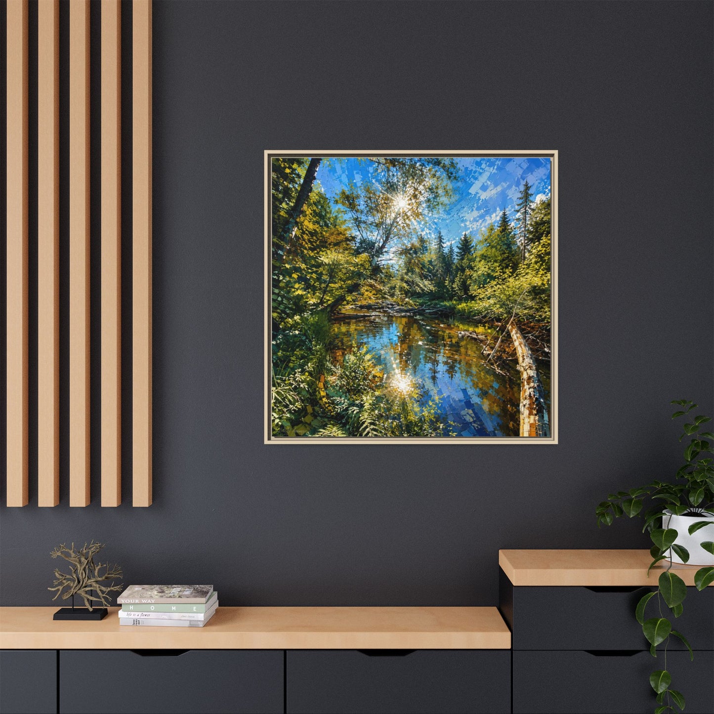 Apsley River Abstract Framed Canvas Print