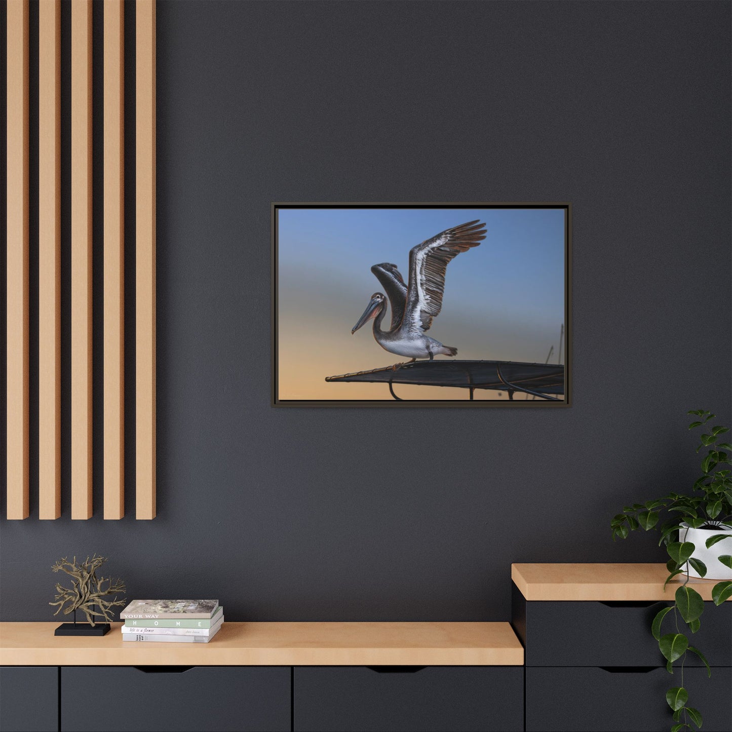 Coastal Pelican | Framed Canvas