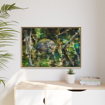 Painted Turtle Abstract Framed Canvas Print