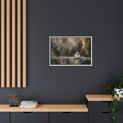 Dove Dark Abstract Framed Canvas Print