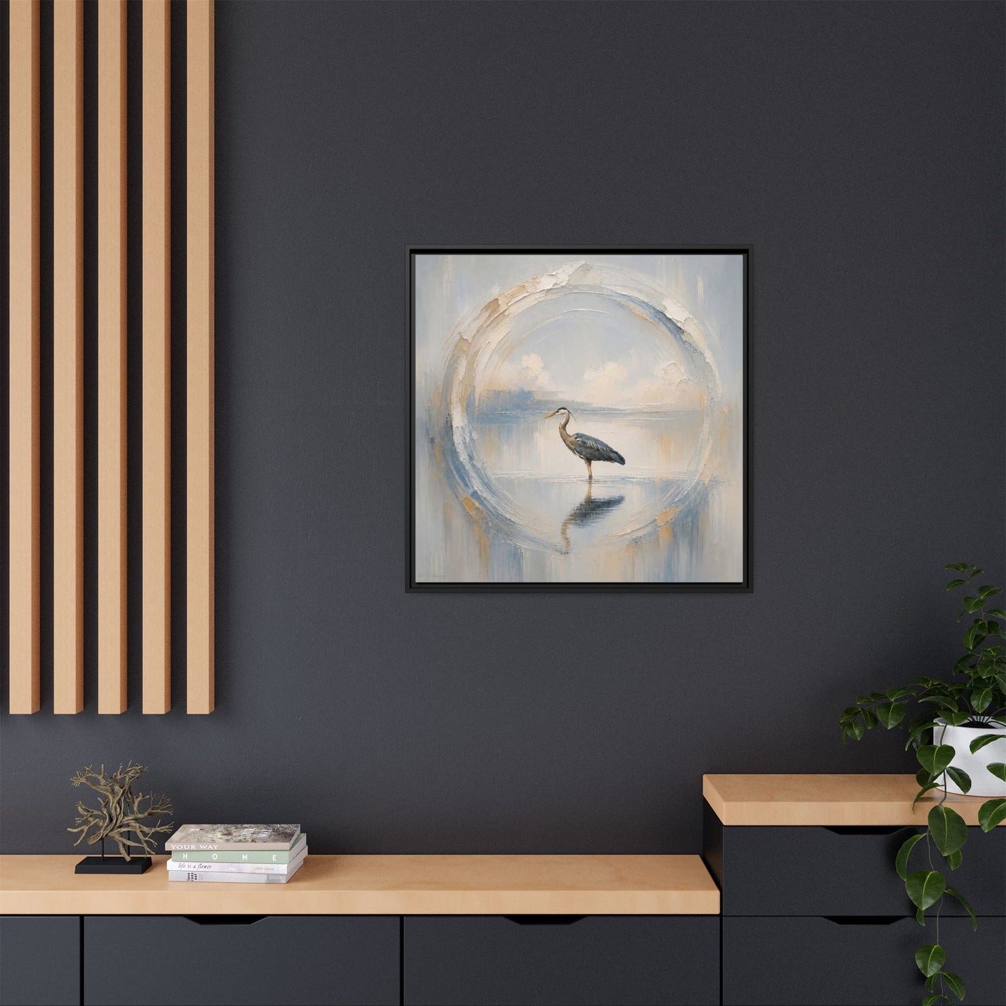 Great Blue Heron Abstract Framed Canvas Print