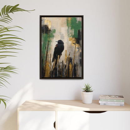 Blackbird Abstract Framed Canvas Print