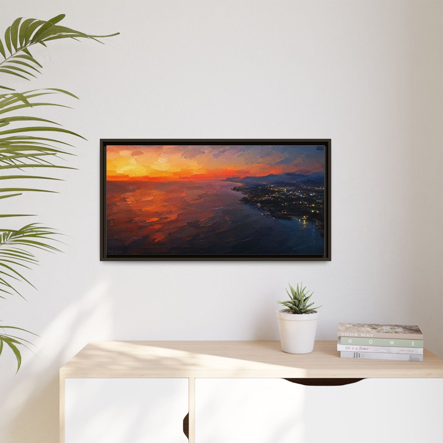 Puerto Escondido Sunset Abstract Framed Canvas Print
