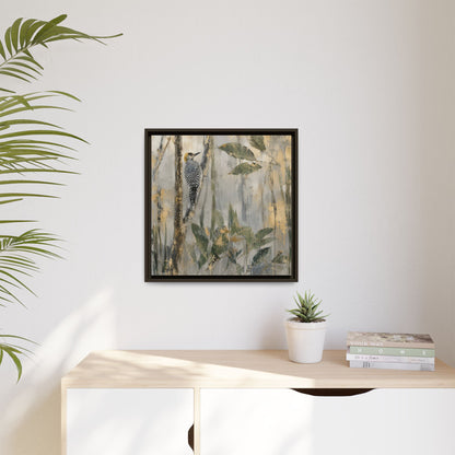 Golden-Cheeked Abstract Framed Canvas Print