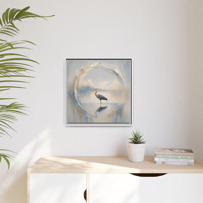 Great Blue Heron Abstract Framed Canvas Print