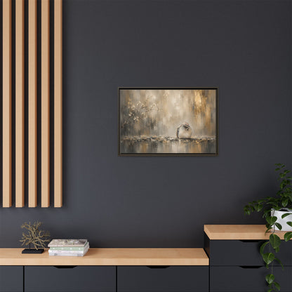 Dove Golden Abstract Framed Canvas Print