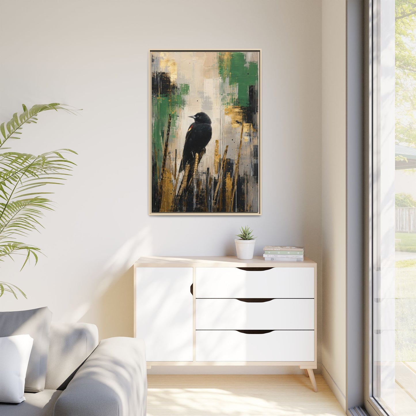 Blackbird Abstract Framed Canvas Print