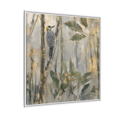 Golden-Cheeked Abstract Framed Canvas Print