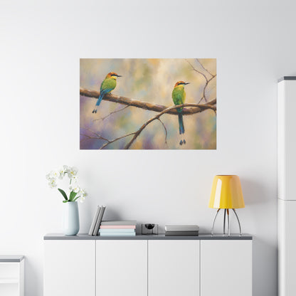 Twin Motmot Abstract Canvas Print