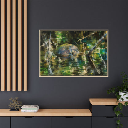 Painted Turtle Abstract Framed Canvas Print