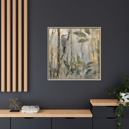 Golden-Cheeked Abstract Framed Canvas Print