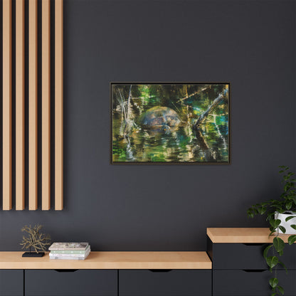 Painted Turtle Abstract Framed Canvas Print