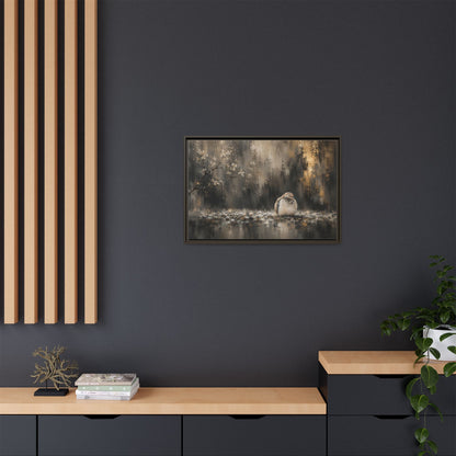 Dove Dark Abstract Framed Canvas Print