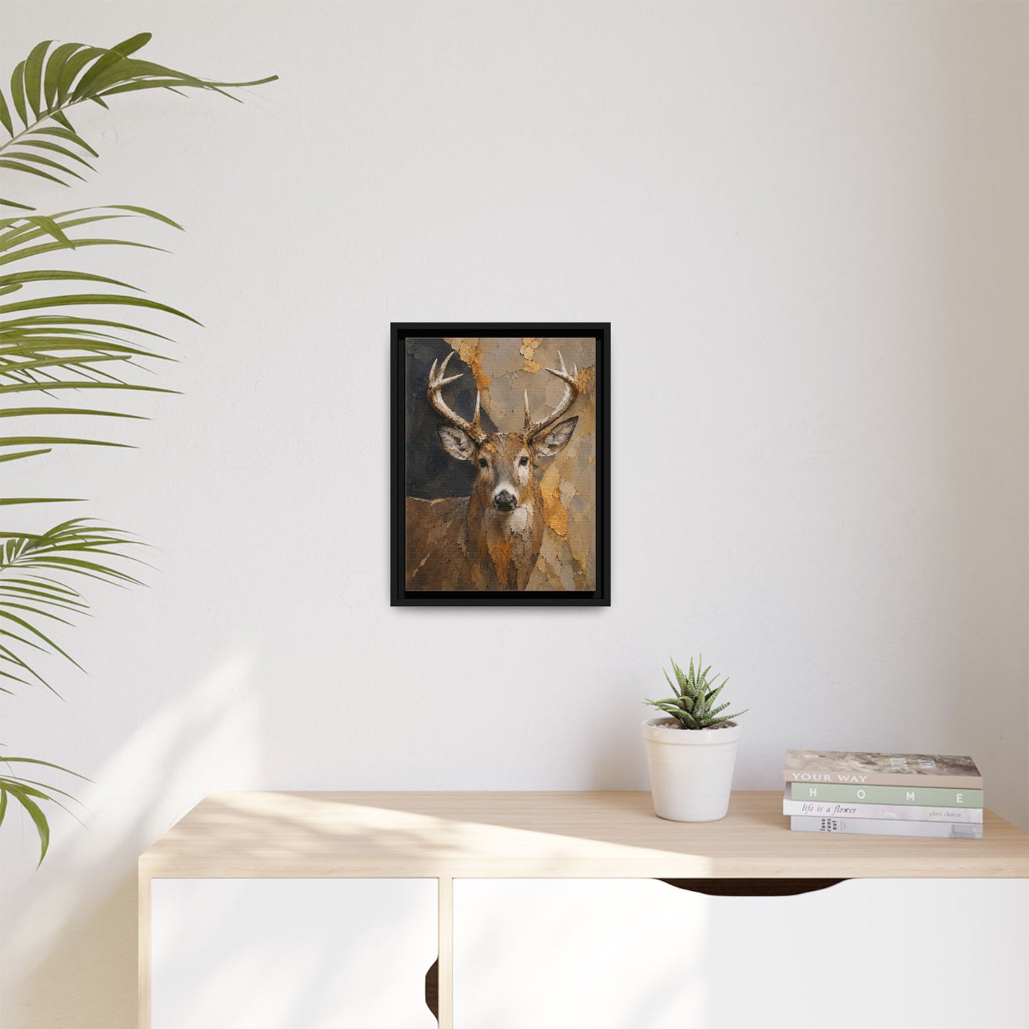 Woodland Buck Abstract Framed Canvas Print