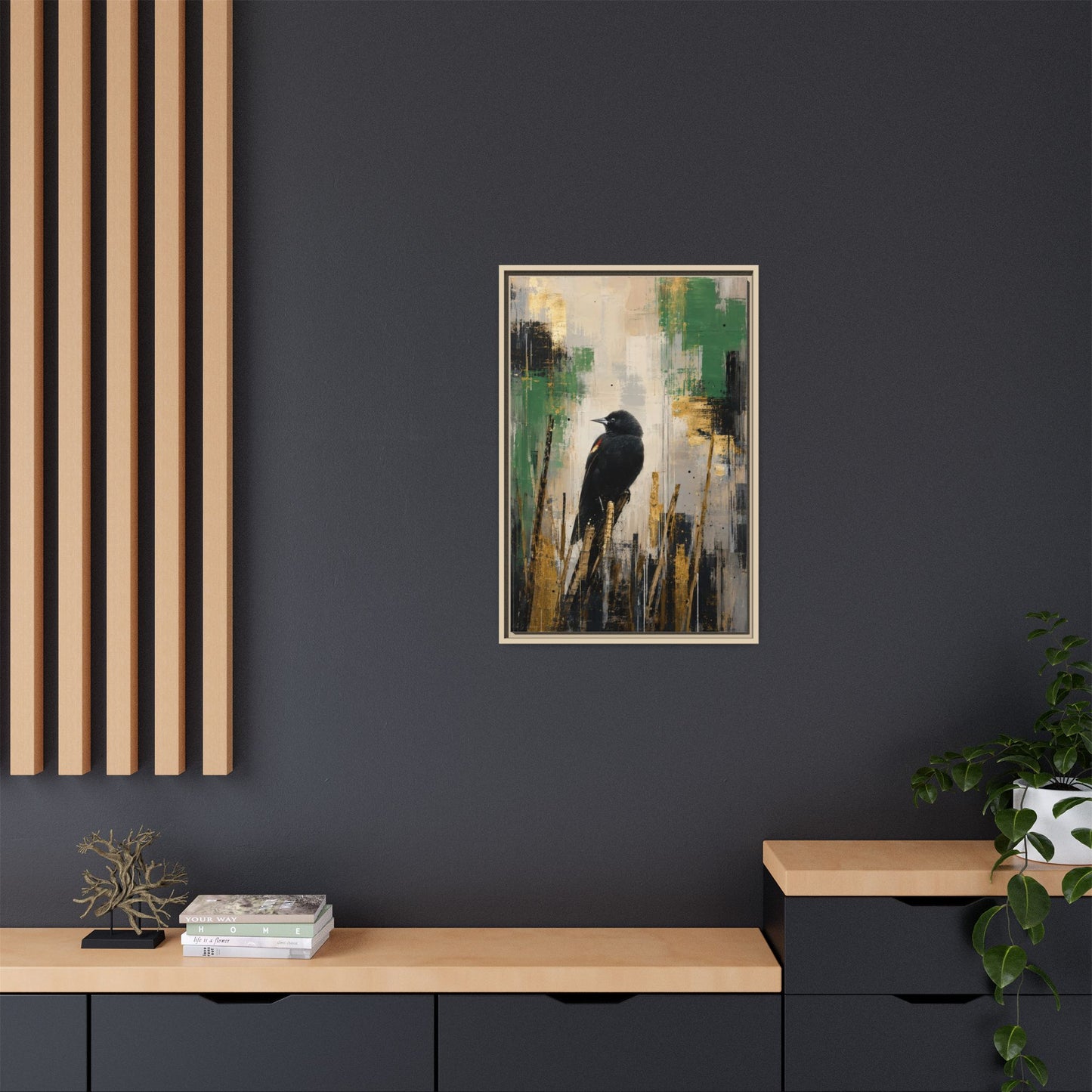 Blackbird Abstract Framed Canvas Print