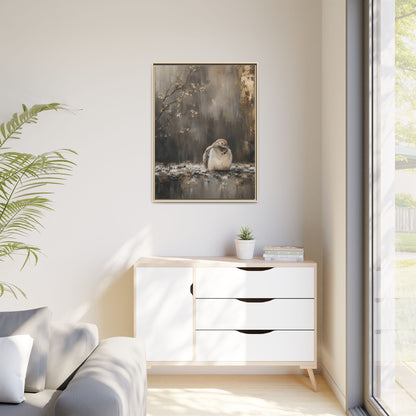Dove in Shadow Abstract Framed Canvas Print