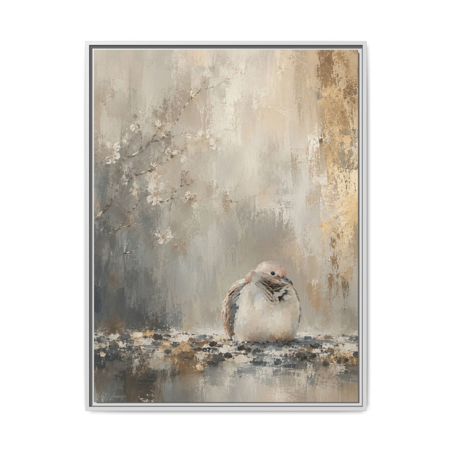 Dove Light Abstract Framed Canvas Print