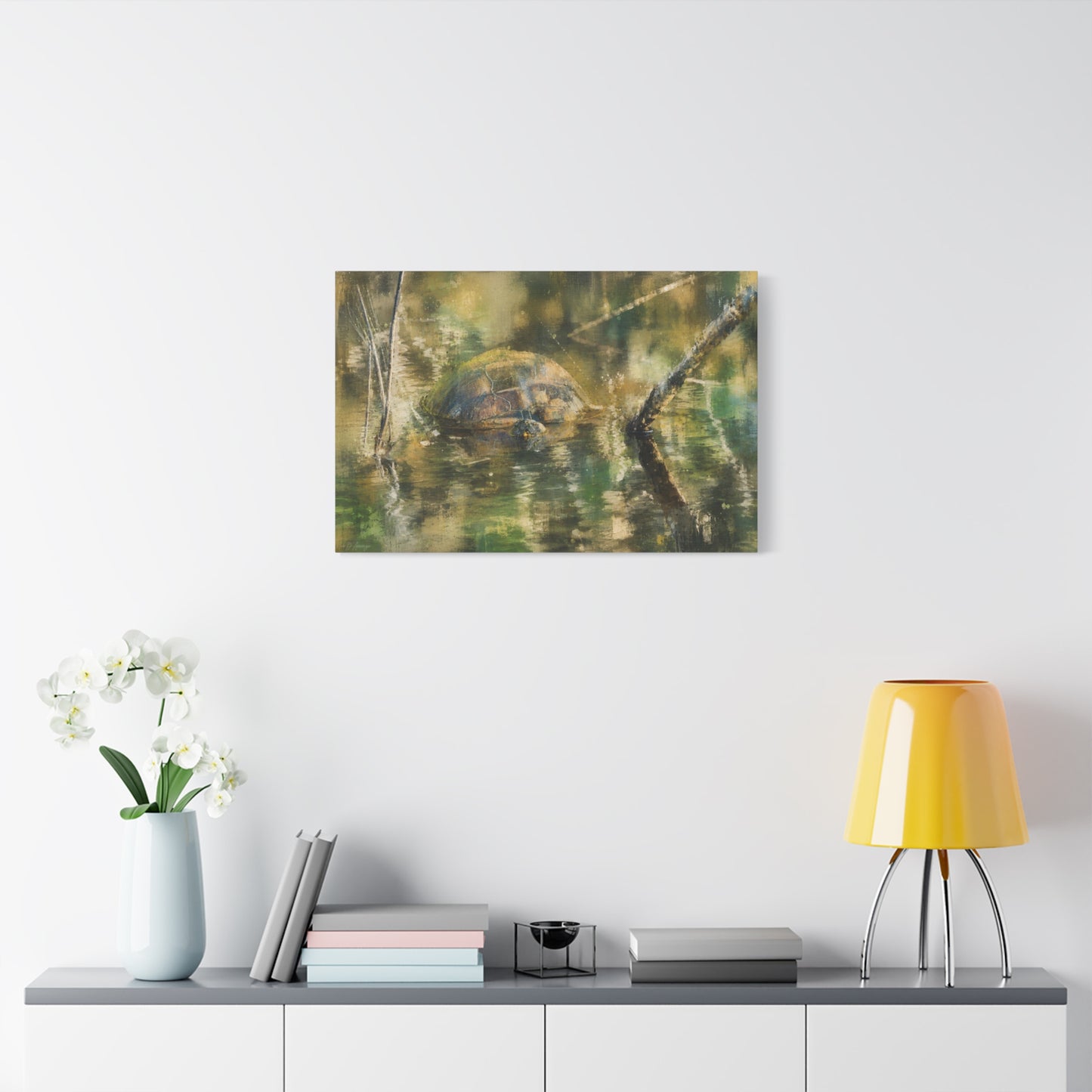 Painted Turtle Light Abstract Canvas Print