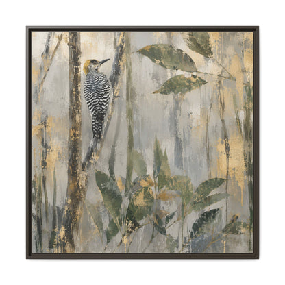 Golden-Cheeked Abstract Framed Canvas Print