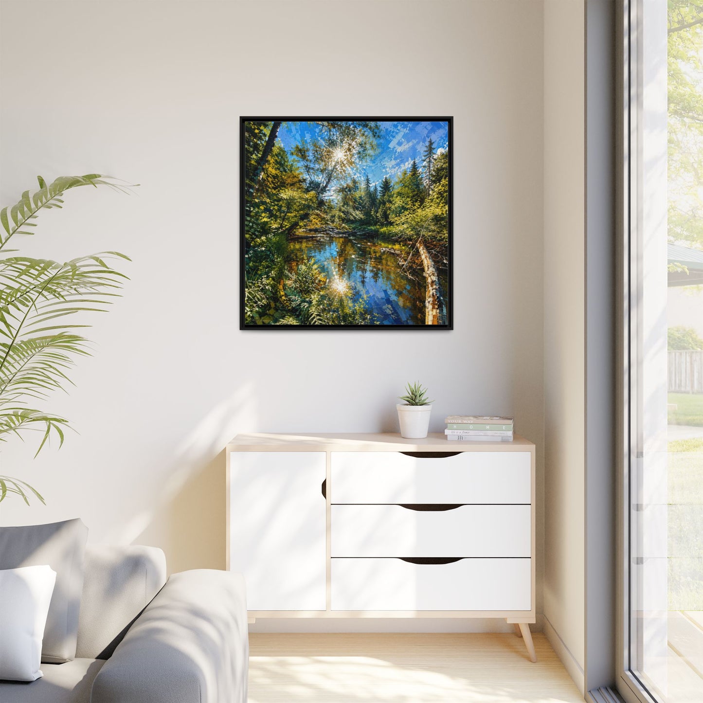 Apsley River Abstract Framed Canvas Print