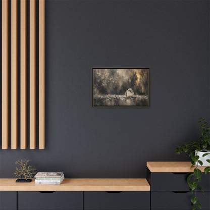 Dove Dark Abstract Framed Canvas Print