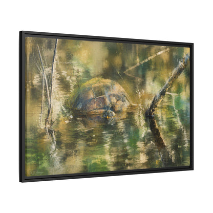Painted Turtle Light Abstract Framed Canvas Print