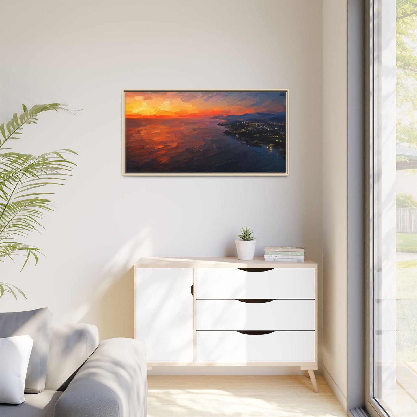 Puerto Escondido Sunset Abstract Framed Canvas Print