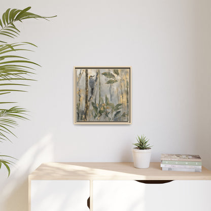 Golden-Cheeked Abstract Framed Canvas Print