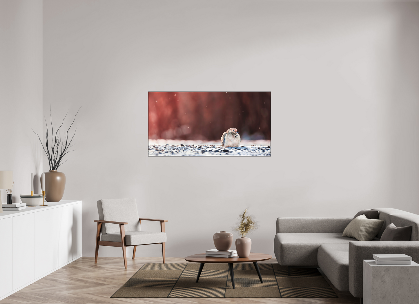 152.8 x 80 cm, Photo Print Under Acrylic Glass 2mm, Matte, Aluminum ArtBox, 25mm (Black) Dove | Acrylic Glass Fine Art Print