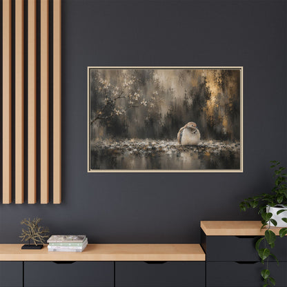 Dove Dark Abstract Framed Canvas Print