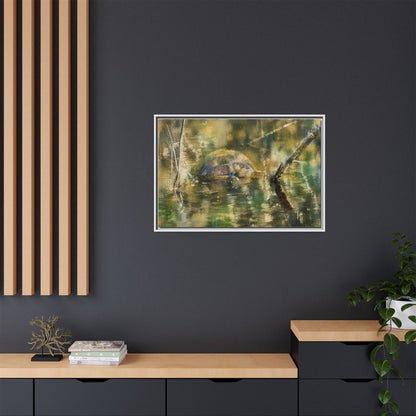 Painted Turtle Light Abstract Framed Canvas Print