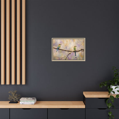 Twin Motmots in Bloom Abstract Framed Canvas Print