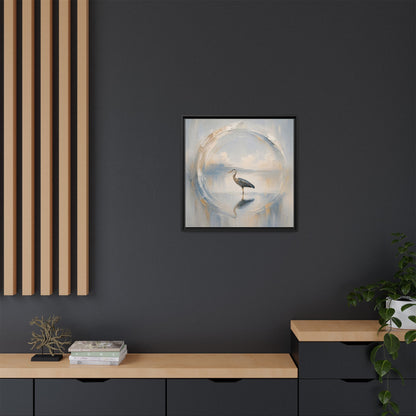 Great Blue Heron Abstract Framed Canvas Print