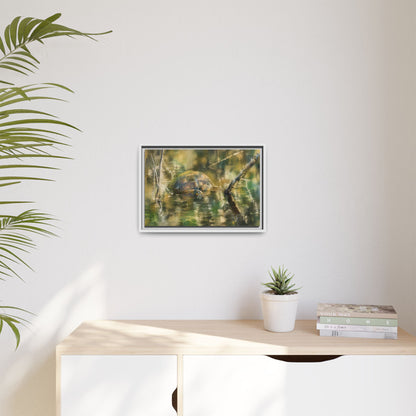 Painted Turtle Light Abstract Framed Canvas Print