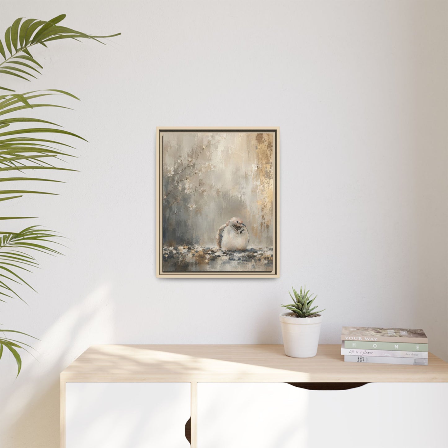 Dove Light Abstract Framed Canvas Print