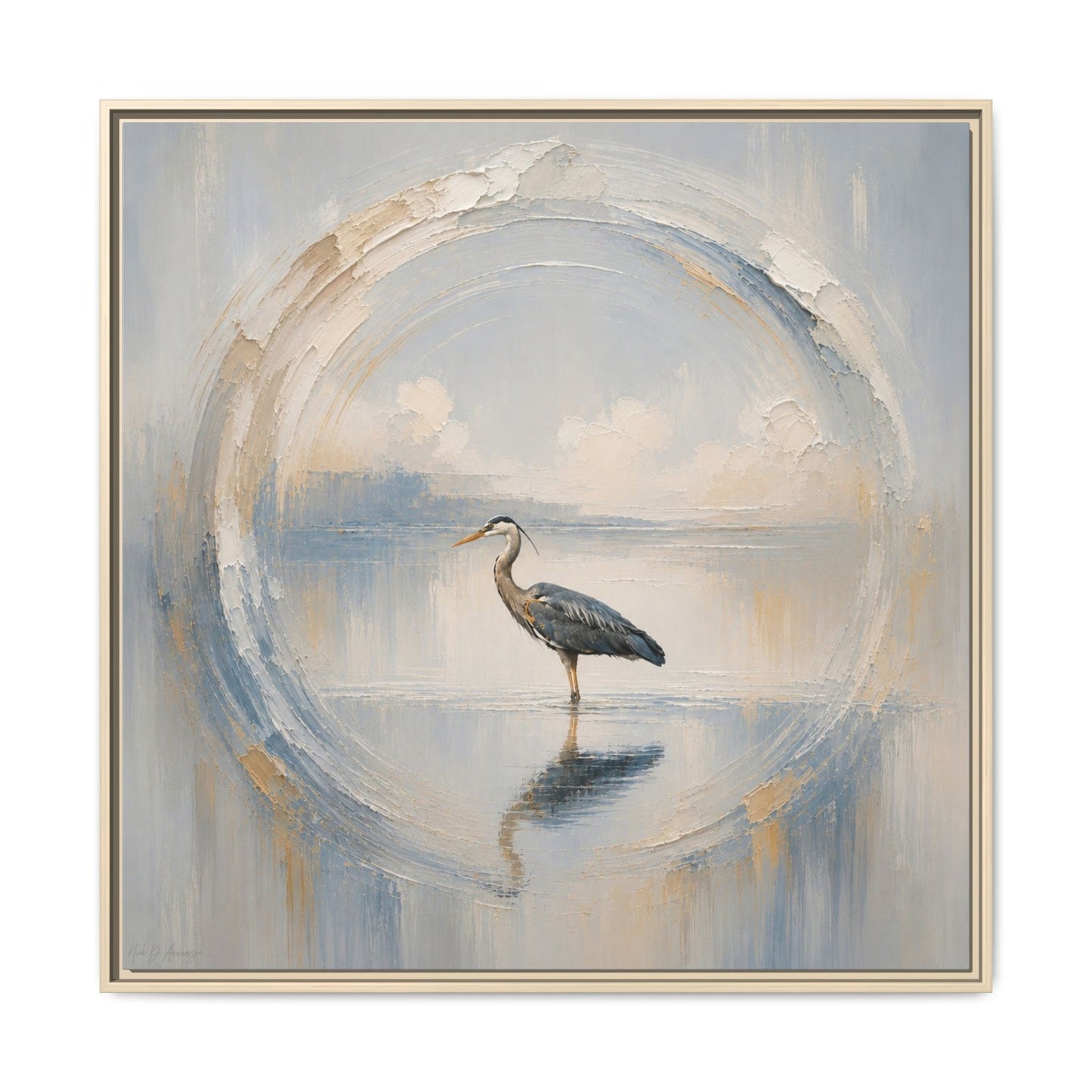 Great Blue Heron Abstract Framed Canvas Print
