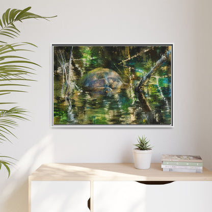 Painted Turtle Abstract Framed Canvas Print