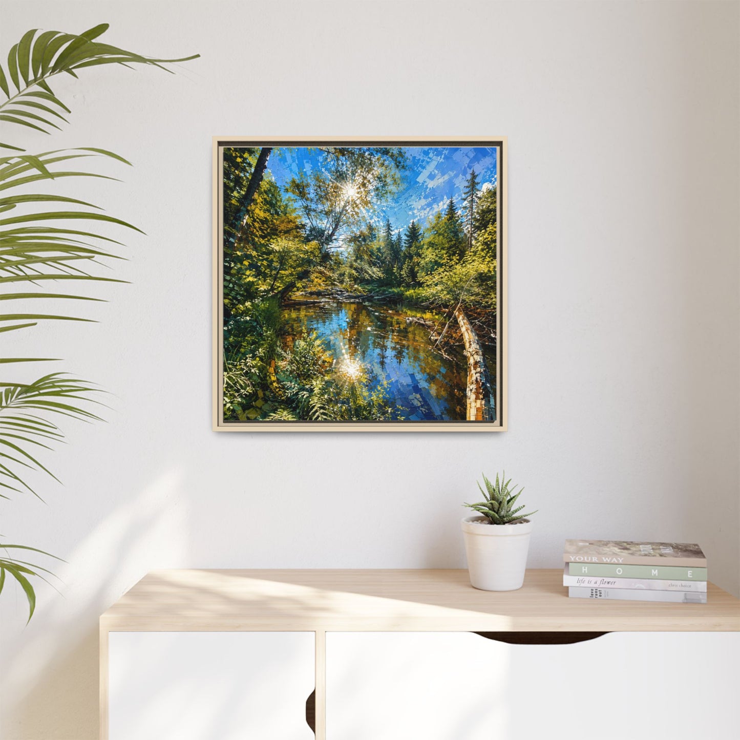 Apsley River Abstract Framed Canvas Print