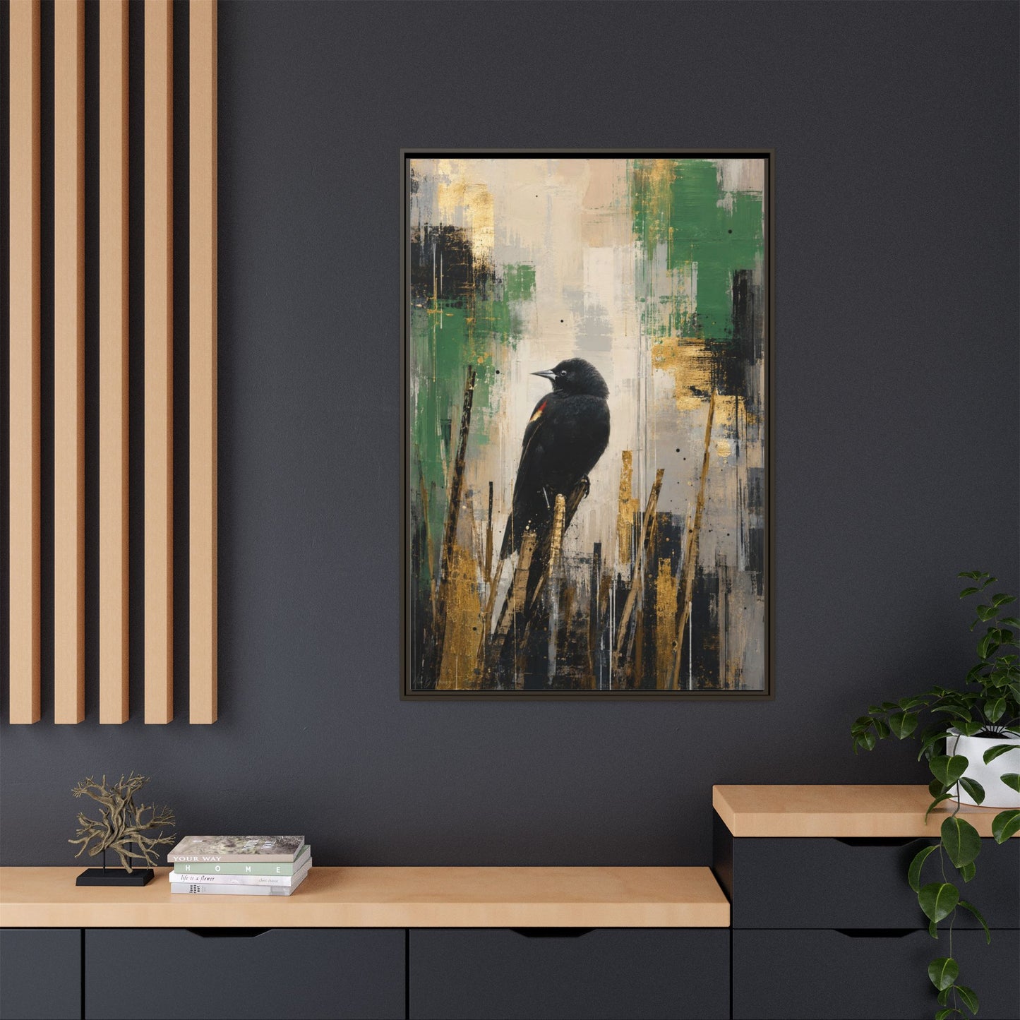 Blackbird Abstract Framed Canvas Print