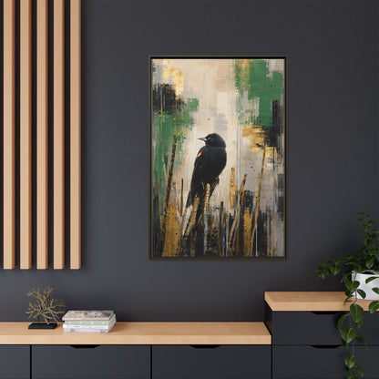 Blackbird Abstract Framed Canvas Print