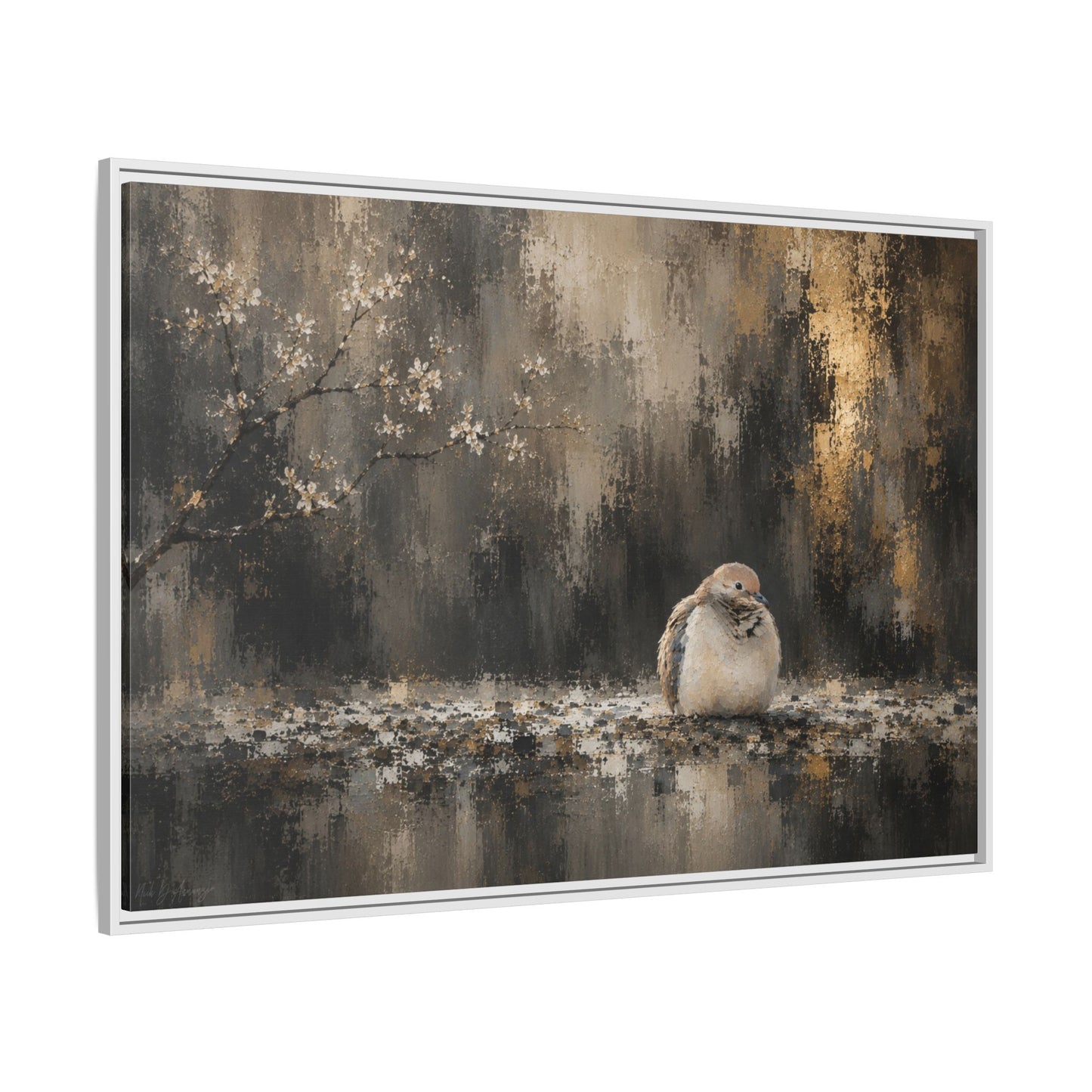 Dove Dark Abstract Framed Canvas Print