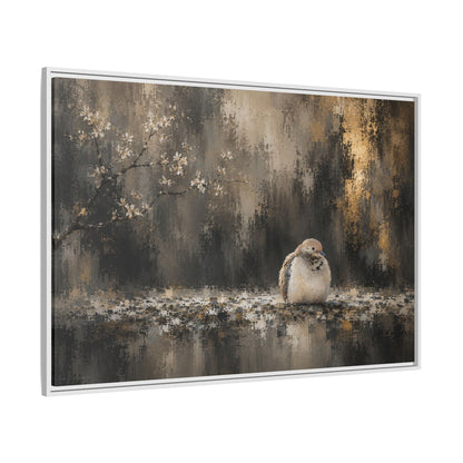 Dove Dark Abstract Framed Canvas Print